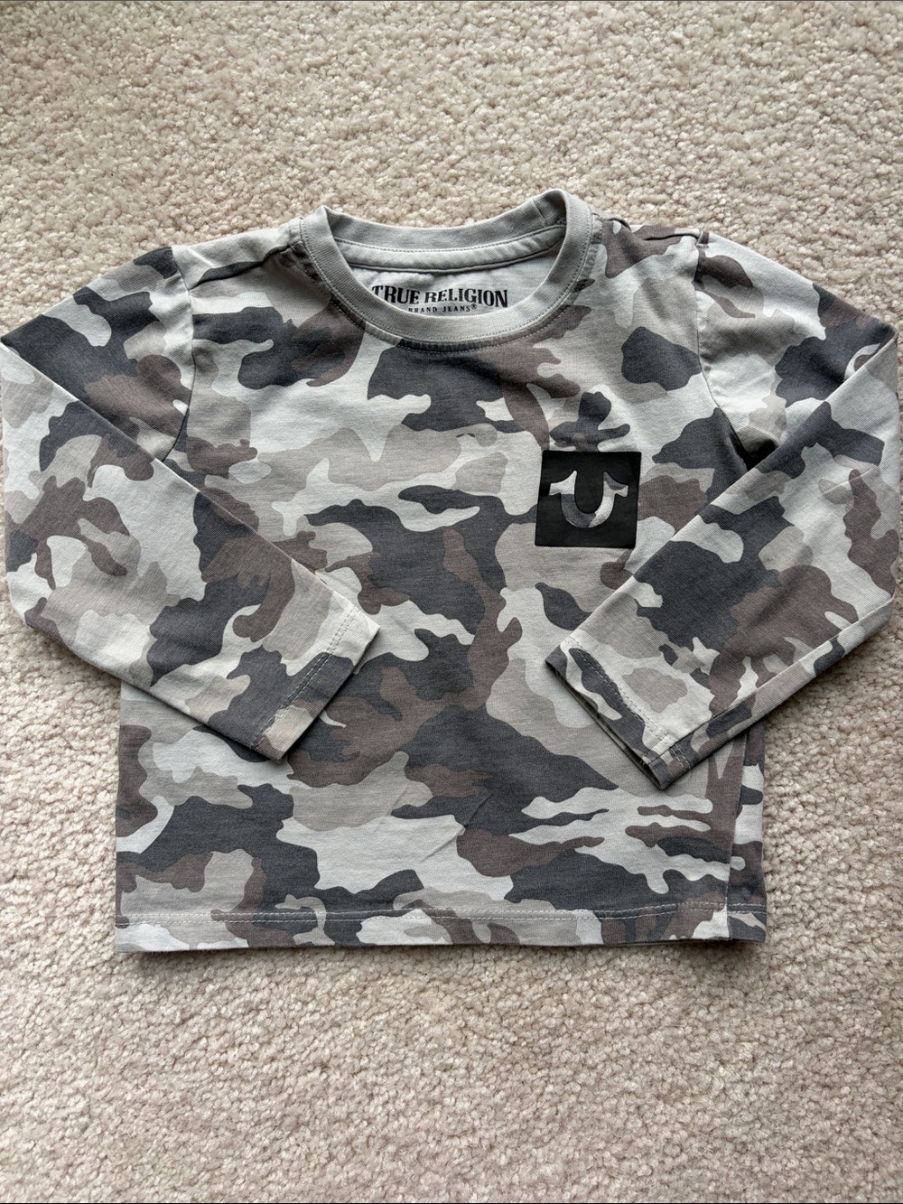 True Religion Boys' Gray & White Camo Long Sleeve Tee